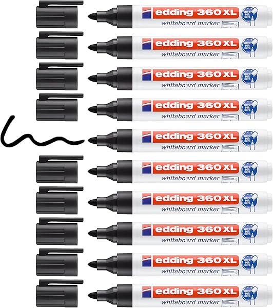 Edding 360 XL beyaz yazı tahtası kalemi - siyah - 10 kalem - yeniden doldurulabilir