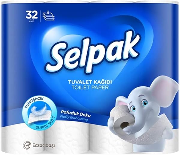 Selpak Tuvalet Kağıdı, 3 Katlı, 32'li, 1 Paket (1 x 32 Adet)