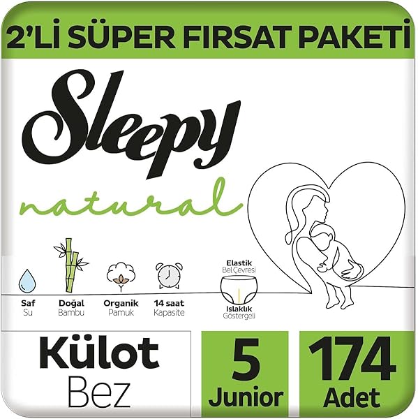 Sleepy Natural 2'li Fırsat Paketi Külot Bez 5 Numara Junior 174 Adet