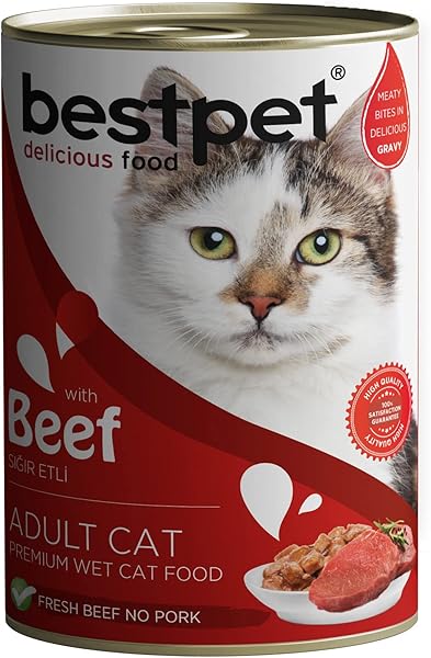 Bestpet Yetişkin Kediler İçin, Taze Sığır Parça Etli Ve Soslu Yaş Mama, 400 Gr x 12 Adet