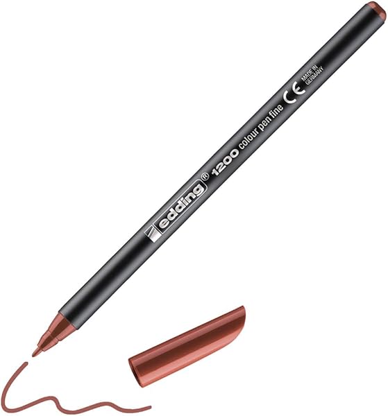 edding 1200 ince uçlu keçeli kalem - kahverengi - 1 kalem - yuvarlak uçlu 1 mm