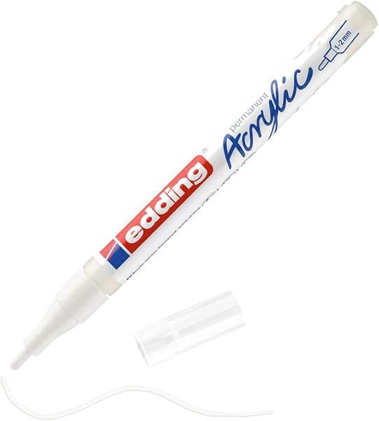 edding 5300 akrilik markör ince - beyaz - 1 su geçirmez akrilik markör - ince yuvarlak uçlu 1-2 mm
