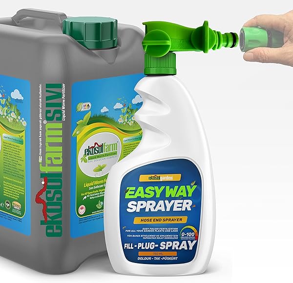 EkosolFarm EkosolFarm Sıvı Solucan Gübresi 10 Lt + EasyWay Hortum Ucu Sprayer EWB Çim ve Tüm Bahçe Bitkilerine Uygun Sıvı Güb
