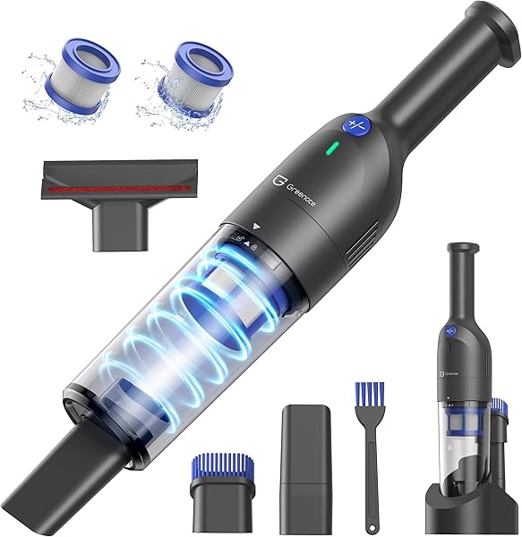 Greenote GCH01 Akülü Elektrikli Süpürge, 6000PA El Süpürge, 3'ü 1 Arada Araç Süpürgesi, Mini Taşınabilir El Araba Koltuğu Süp