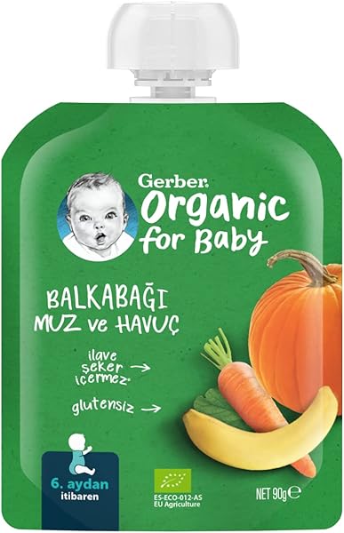 Gerber Organik Muz Havuç ve Balkabağı Püresi 90 g