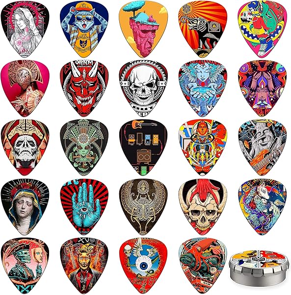 Pena 24 adet, gitar penası, 0,46/0,71/0,96/1,20 mm, 4 farklı kalınlıkta, selüloit gitar penası, akustik gitar, elektro gitar,