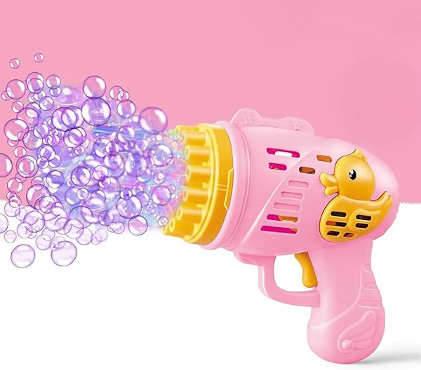 Oyuncak Duck Çok Delikli Pilli Köpük Atan Tabanca Oyuncağı 23 Delikli Bubble Gun (pembe)