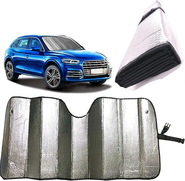 GWUSKDT Araba Ön Camı Güneşlik - Kalınlaşan 5 Katmanlı Kabarcık Blok Isı ve Güneş UV Işınları, Ön Cam Güneş Gölgesi - Aracını