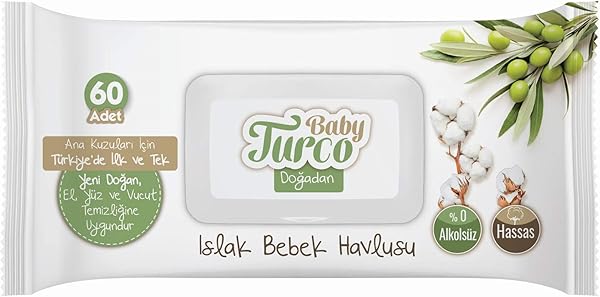 Baby Turco Doğadan Islak Bebek Havlusu, 3'lü paket, 180 Yaprak
