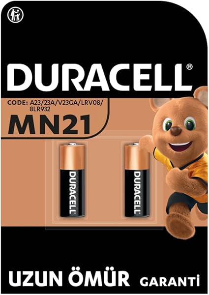 Duracell Özel Alkalin MN21 Pil 12V (A23 / 23A / V23GA / LRV08 / 8LR932), 2'li Paket uzaktan kumandalar, kablosuz kapı zilleri