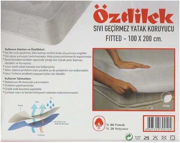 ÖZDİLEK FITTED LASTİKLİ 100X200 SIVI GEÇİRMEZ ALEZ YATAK KORUYUCU