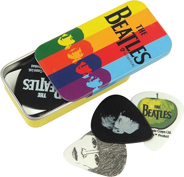 D'Addario Accessories Beatles Gitar Seçtikleri - Beatles Koleksiyonluk Gitar Seçtikleri - Tenekeli Seçimler, 15 Paket, Çizgil