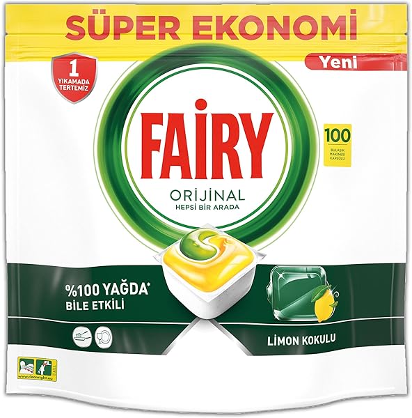 Fairy Hepsi Bir Arada Limon Kokulu Bulaşık Makinesi Deterjanı Kapsülü (100 Yıkama)