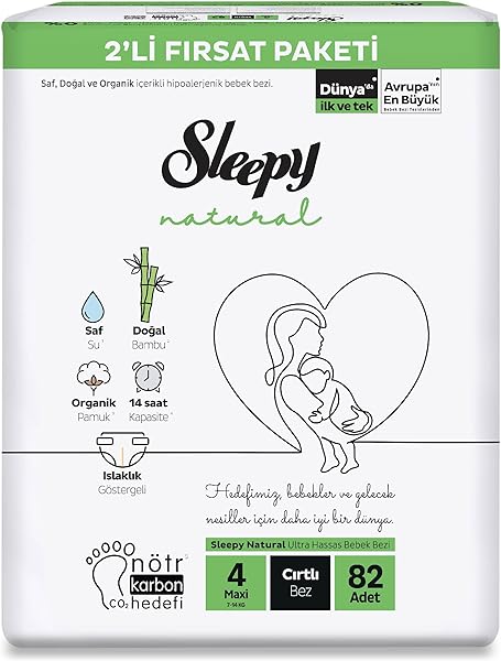 Sleepy Natural 2'li Fırsat Paketi Bebek Bezi 4 Numara Maxi 82 Adet
