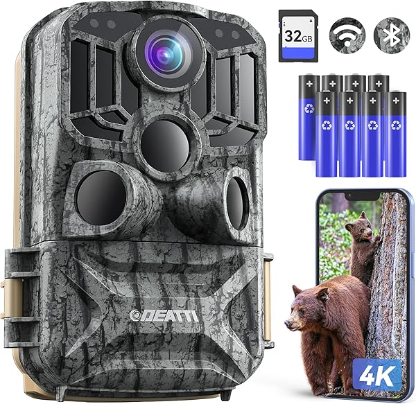 DEATTI Trail Oyun Kamerası - Gece Görüşlü 4K 48MP Av Kamerası 0.1s Tetik Hareket Aktif