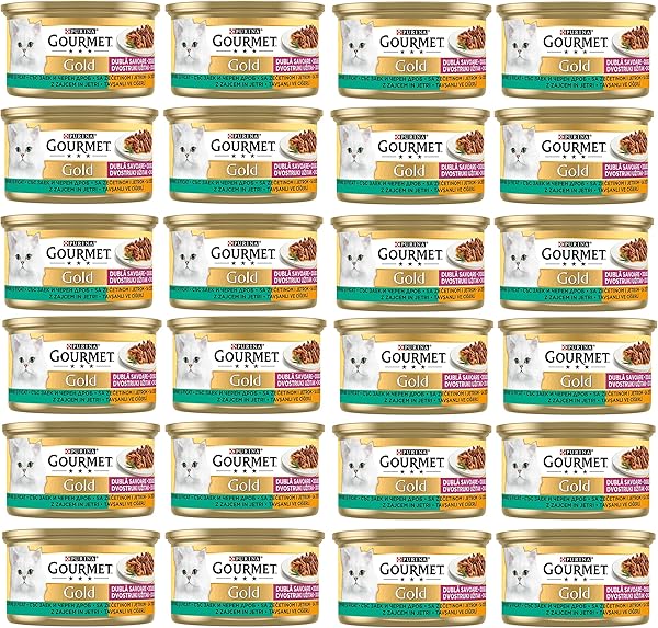 Gourmet Gold Çifte Lezzet Ciğerli & Tavşanlı Yaş Kedi Maması, Yetişkin Kediler (24 x 85 gr)