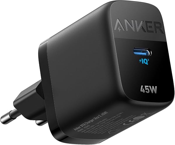 Anker 313 GaN USB-C Şarj Cihazı 45W, Samsung Süper Hızlı Şarj 2.0 Destekli, MultiProtect Koruması,%30 daha küçük