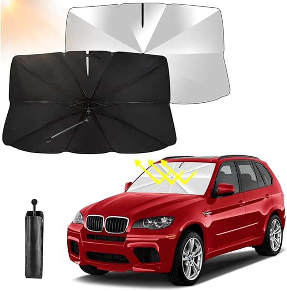 Araba Güneşliği, Araba Ön Cam Şemsiyesi, Otomatik İç Mekan Katlanır Güneşlik, UV Koruması 360 ° Dönen Şaft Çizilmelere Karşı 
