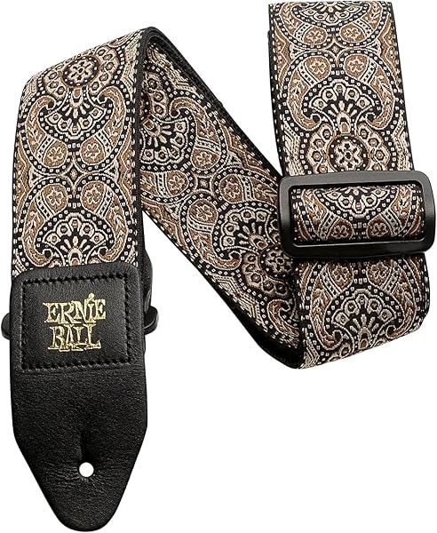 Ernie Ball Jacquard Weave Gitar Askısı Kalıbı: Gold Black Paisley