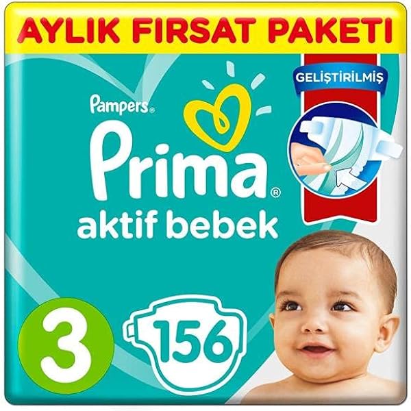 Prima Bebek Bezi Aktif Bebek 3 Beden 156 Adet Midi Aylık Fırsat Paketi