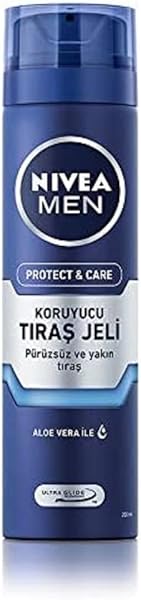 NIVEA Men Protect & Care Tıraş Jeli 200 ml, Kuru Ciltler İçin, Pürüzsüz Tıraş
