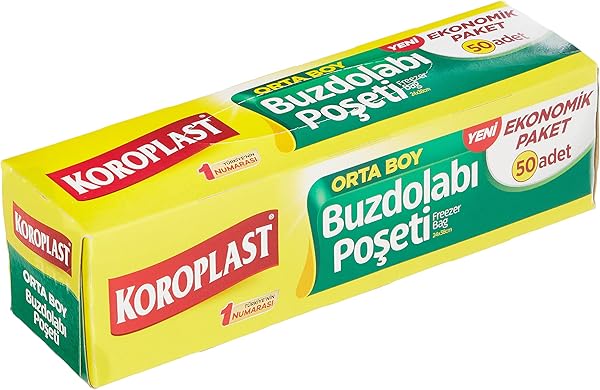 Koroplast Ekonomik Paket Orta Boy 50'li Buzdolabı Poşeti (1 x 50 Adet)