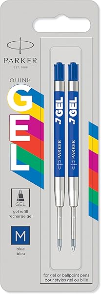 Parker Jel Kalem Refill, Plastik Gövde, 2'li Blister, M uç, Mavi