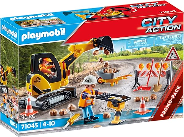 Playmobil 71045 Yol Çalışmaları İnşaat Alanı Promosyon Paketi, Playmobil city life, inşaat, yol çalışmaları, yol süpürgesi, ş