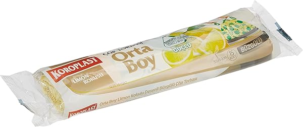 Koroplast Ekstra Güçlü Limon Kokulu Büzgülü Orta Boy 15'li Çöp Torbası 55 x 60 cm