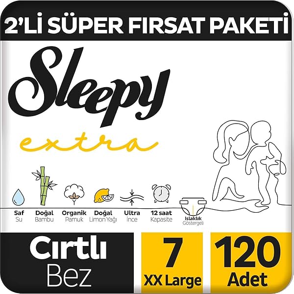 Sleepy Extra Günlük Aktivite 2'li Fırsat Paketi Bebek Bezi 7 Numara Xxlarge 120 Adet