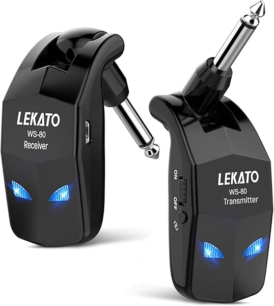 LEKATO 2.4GHz Kablosuz Gitar Sistemi 8 Saat Uzun Çalışma Süresi Kablosuz Gitar Verici Alıcı Şarj Edilebilir Kablosuz Gitar Si
