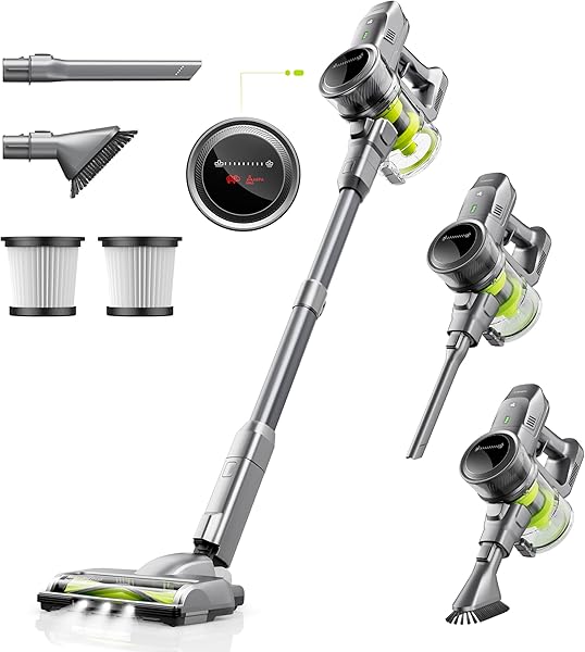 Kalado Akülü Elektrikli Süpürge, 26kpa/40 Dakika Dikey Süpürge, 3 Modu, LED Ekran, Dolaşma önleyici, 6'sı 1 Hafif çubuk Elekt