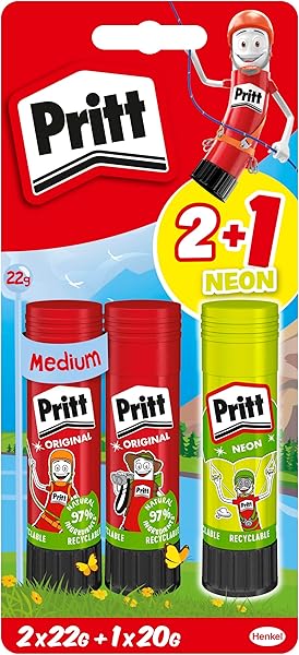 Pritt Stick Yapıştırıcı 2x22g + 20g (Mor/Yeşil)