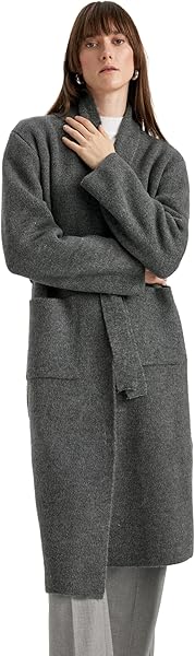 DeFacto Kadın Relax Fit Şal Yaka Kuşaklı Uzun Hırka