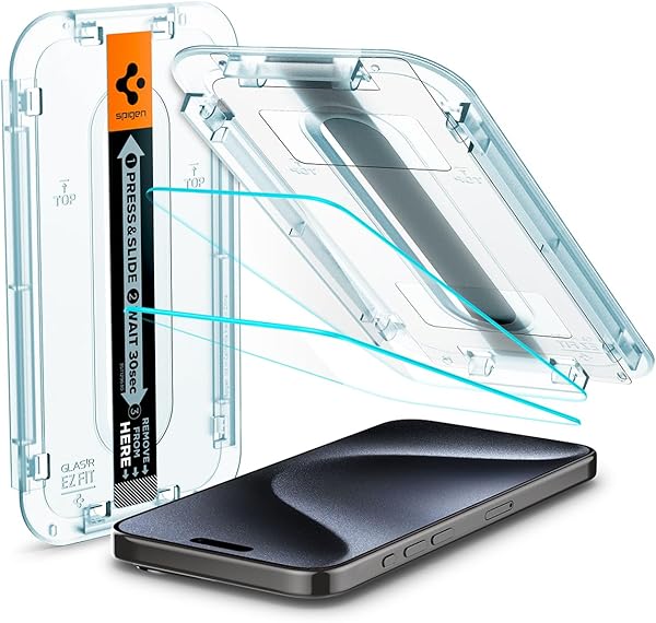 Spigen iPhone 15 Pro Cam Ekran Koruyucu Kolay Kurulum Glas.tR EZ Fit Slim HD (2 Adet) - AGL06892