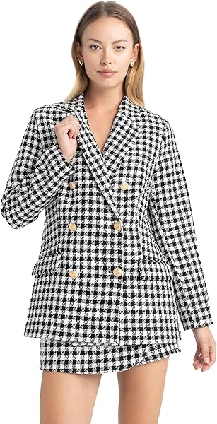 DeFacto Kadın Oversize Fit Tweed Blazer