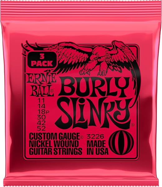 Ernie Ball Burly Slinky Elektro Gitar Teli, 3'lü Paket - Kalınlık 11-52