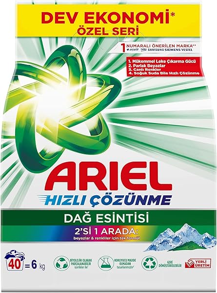 Ariel Toz Çamaşır Deterjanı Dağ Esintisi Beyazlar ve Renkliler, 6 kg