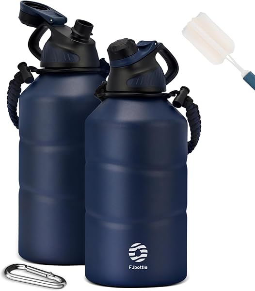 Fjbottle Paslanmaz çelik içecek şişesi, 1,9 l, manyetik kapaklı, BPA içermez, sızdırmaz, çift duvarlı termo metal şişe, karbo