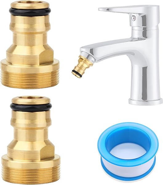 2 adet evrensel musluk bağlantısı, mikser batarya + PTFE sızdırmazlık bandı 5 m, hortum adaptörü musluk adaptörü, hortum bağl