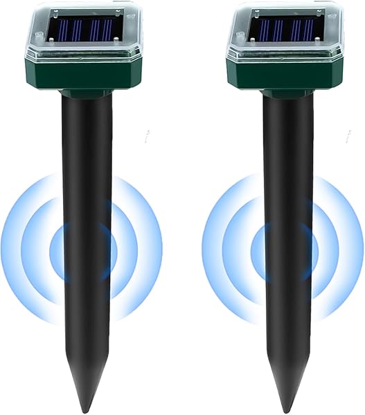 uollukoer Güneş köstebek kovucu yılan kovucu 2 paket açık ultrasonik sincap kontrol sivri su geçirmez sonik cihazı ultrasonik