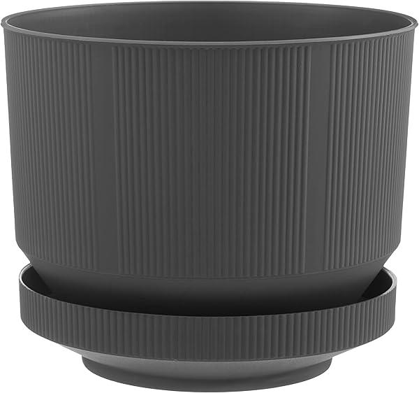 Serinova S283 Lüks Saksı Dekoratif Saksı, Antrasit, 22.5cm, 6 Litre