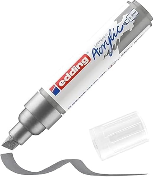 edding 5000 akrilik markör geniş - gümüş - 1 su geçirmez akrilik markör - kesik ucu 5-10 mm