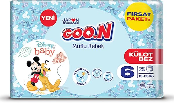 GOO.N Mutlu Bebek 6 Beden 15-25 kg Fırsat Paketi Külot Bez (1 x 52 Adet)