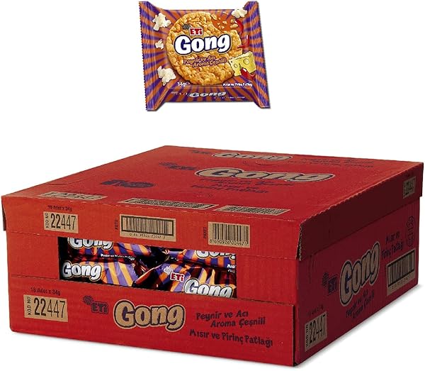 Eti Gong Peynir ve Acı Aroma Çeşnili Mısır ve Pirinç Patlağı 34 g x 18 Adet