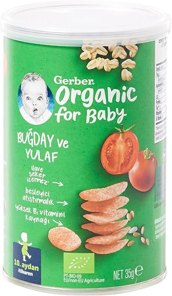Gerber Organik Buğday ve Yulaflı Domates, Havuç ve Soğanlı Bebek Atıştırmalığı 35 g x 5