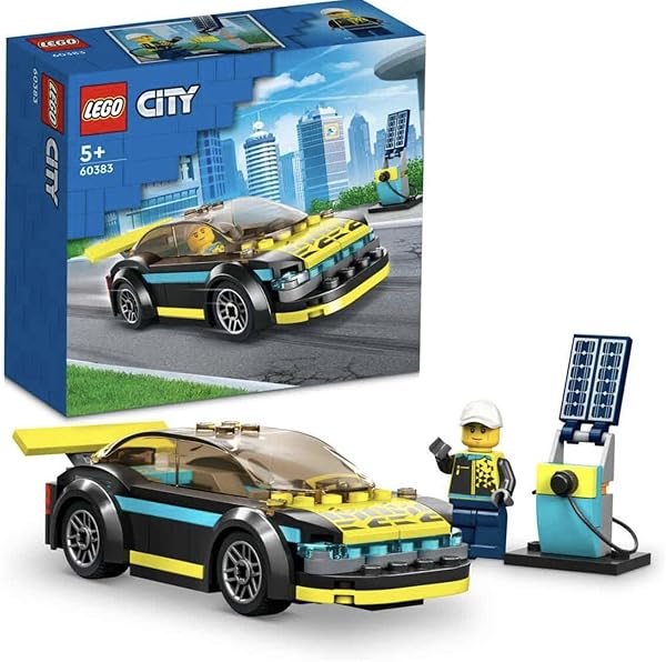 LEGO® City Elektrikli Spor Araba 60383-5 Yaş ve Üzeri Çocuklar için Oyuncak Şarj İstasyonu ve Sürücü Minifigürü İçeren Oyunca