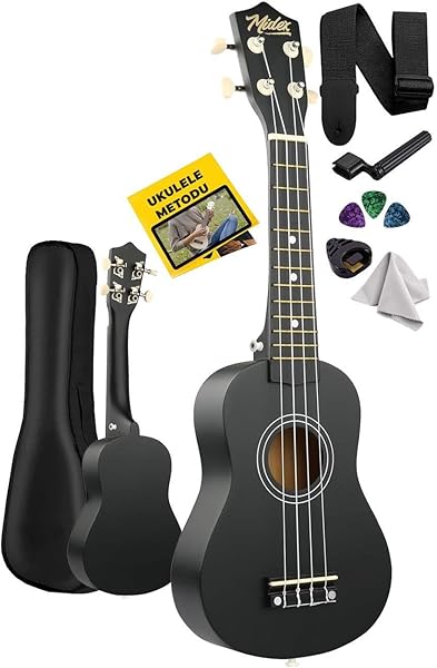 Midex UKX-901 BK Siyah Soprano Ukulele (Askı Çanta Metod Pena)