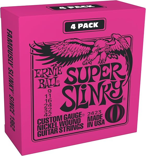 Ernie Ball Super Slinky Elektro Gitar Teli 4'lü Paket - Kalınlık 9-42