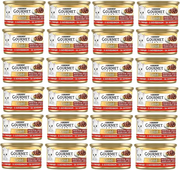 Gourmet Gold Parça Etli Sığır Etli Yaş Kedi Maması (24 x 85 gr)